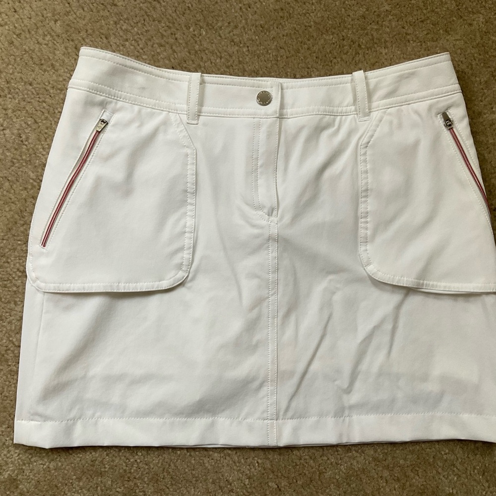 White Women's Skort with Zipper Pockets